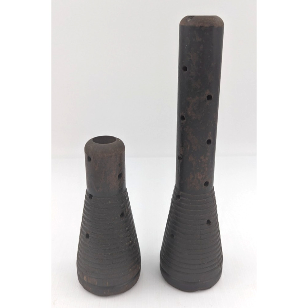 Vintage Wooden Textile Mill Industrial Beehive Spool Bobbin Spindle Set of 2